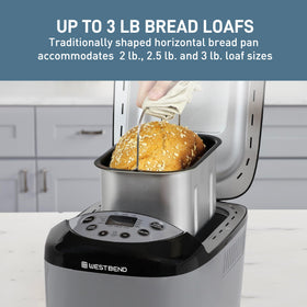West Bend Hi-Rise offers 2 lb, 2.5 lb, and 3 lb loaf sizes