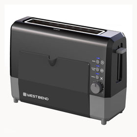 QuikServe toaster with slide-through tray for easy serving after toasting.