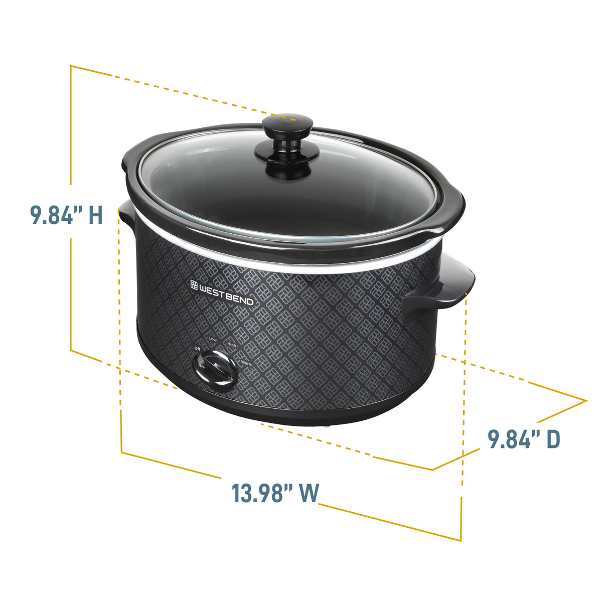 West Bend 3 heat settings dial for flexible cooking