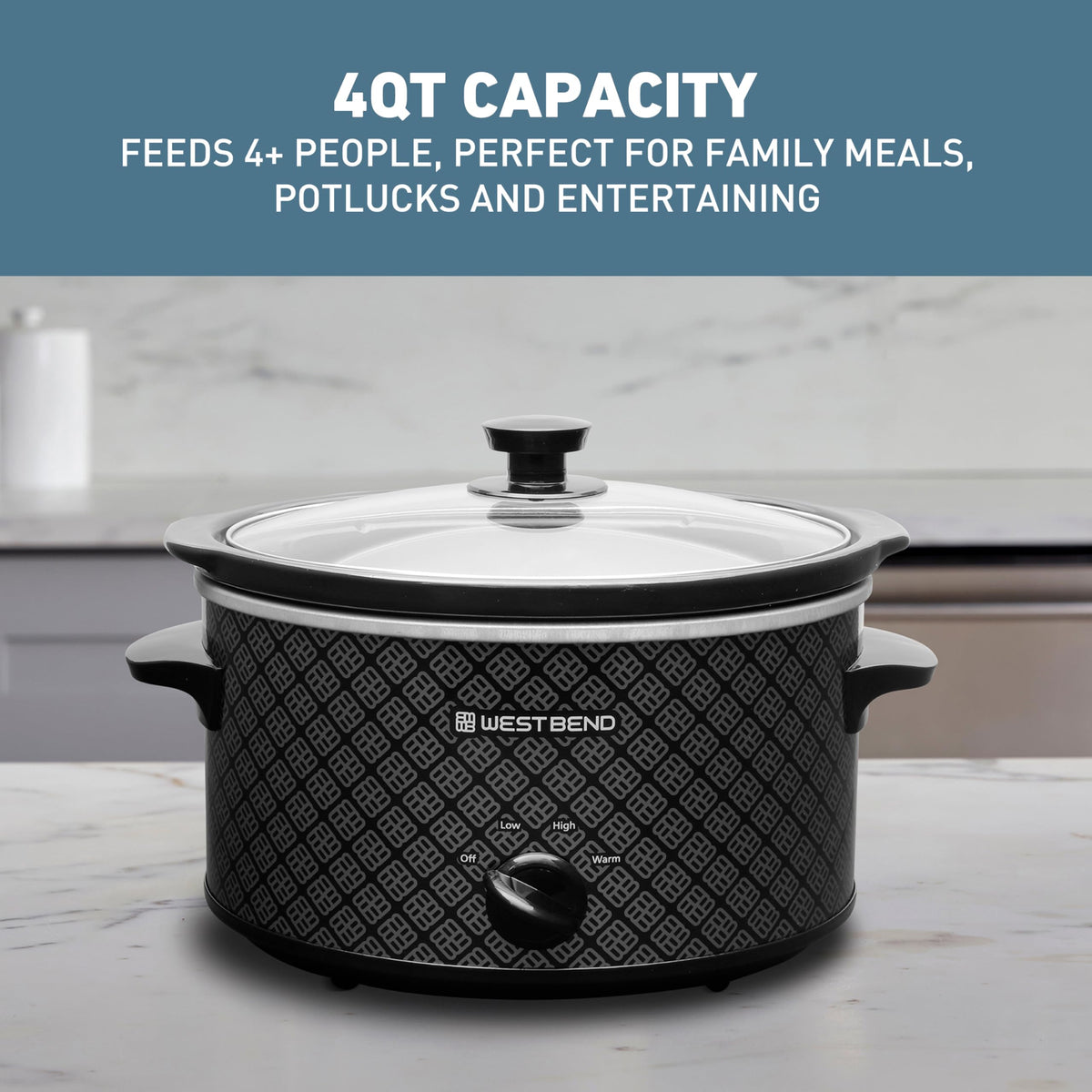 West Bend dishwasher-safe ceramic crock for easy cleanup