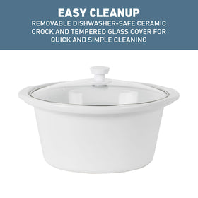 West Bend slow cooker removable stoneware provides easy transfer to serving dish.