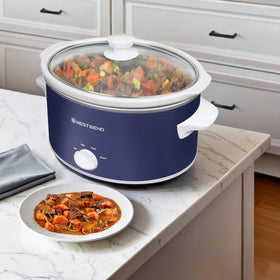 West Bend slow cooker serving-dish stoneware doubles as an elegant table centerpiece.
