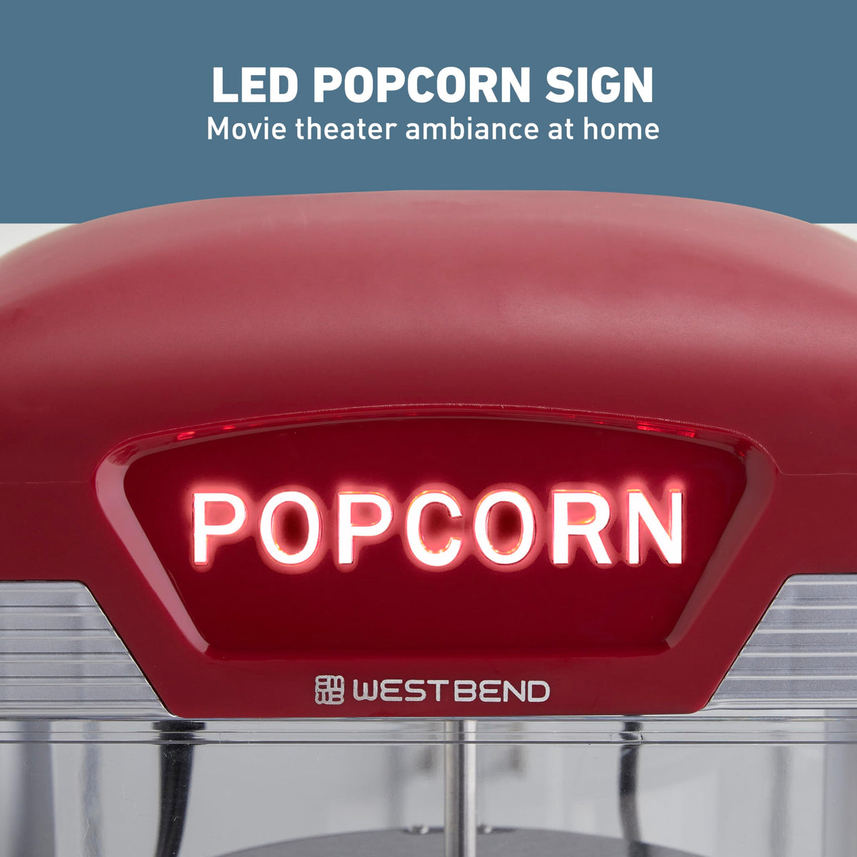 West Bend Stir Crazy Popcorn Maker nonstick kettle for smooth popping.