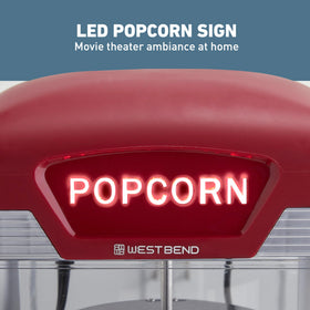 West Bend Stir Crazy Popcorn Maker nonstick kettle for smooth popping.