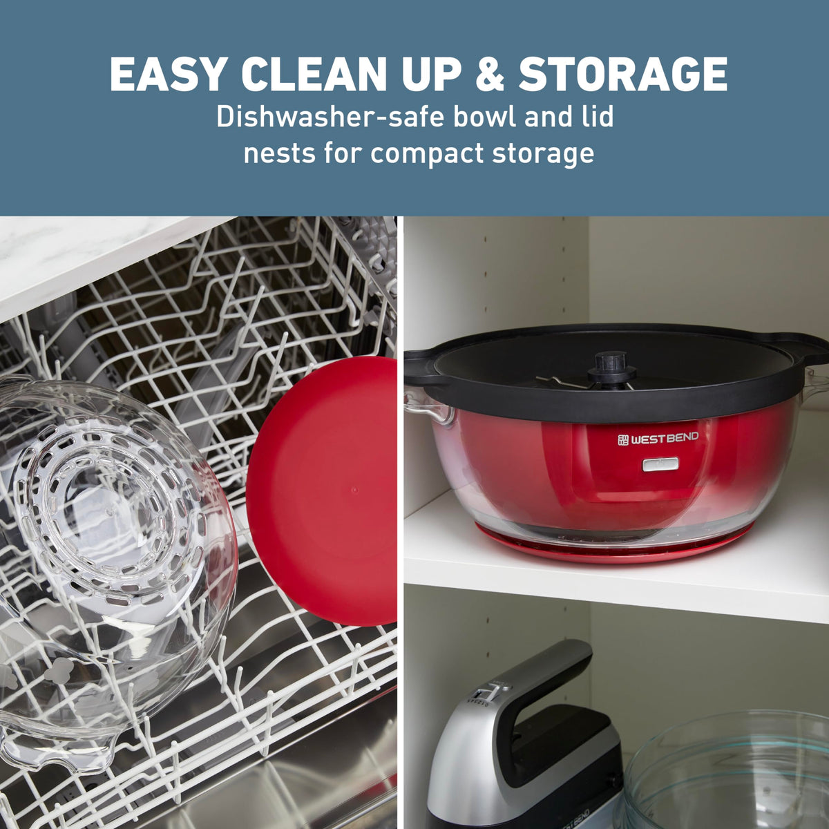 West Bend Stir Crazy heat-resistant handles with notches for easy serving