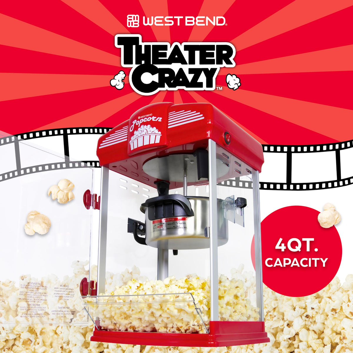 Nonstick kettle on West Bend Stir Crazy popcorn popper