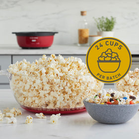 West Bend Stir Crazy motorized stir rod active during popping reduces kernels
