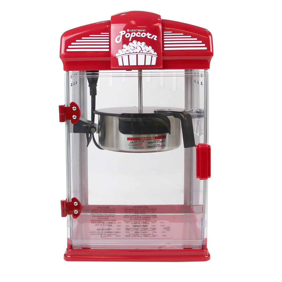 Tilt-door open action on West Bend Stir Crazy popper