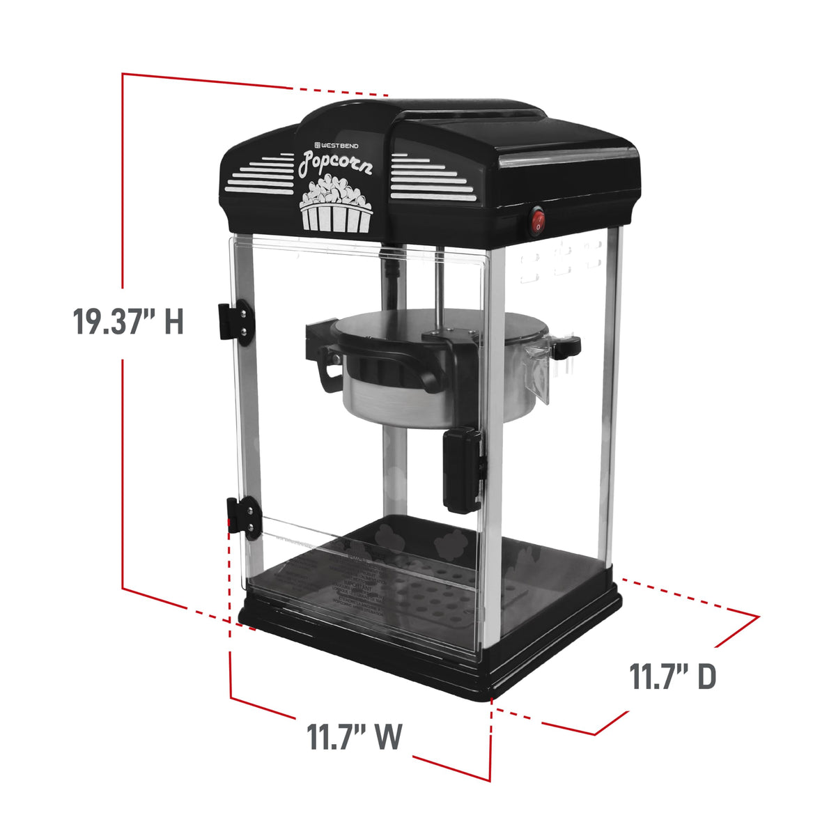 West Bend Stir Crazy popcorn popper tilt door for easy serving