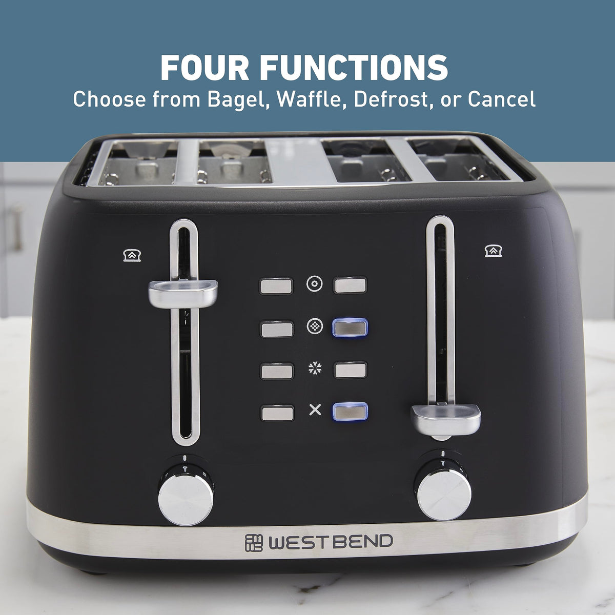 West Bend Toaster seven level browning for precise shading