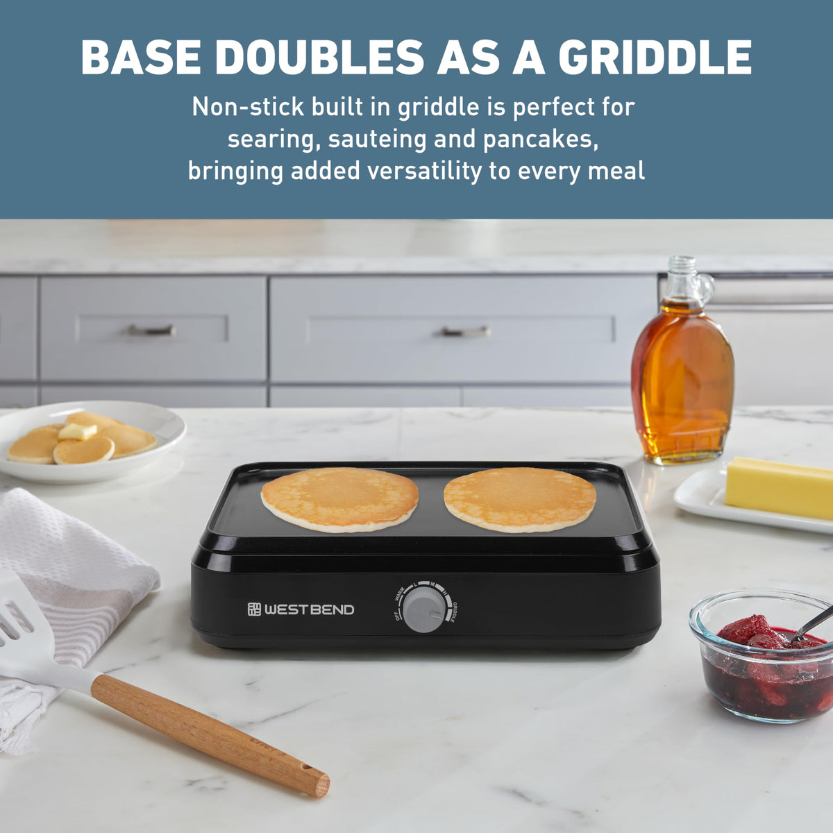 West Bend Versatility Cooker glass cover to monitor meals without lifting heat