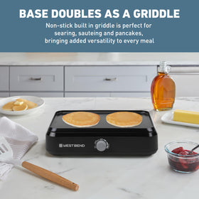 West Bend Versatility Cooker glass cover to monitor meals without lifting heat