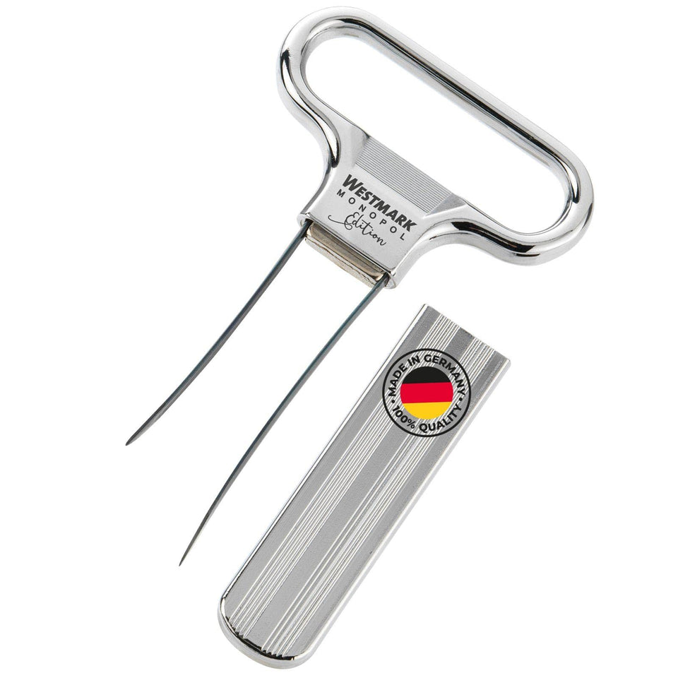 Westmark Ah-So wine opener with hardened prongs gently gripping corks