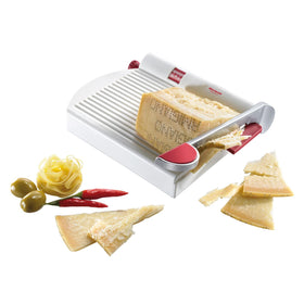 Westmark white cheese slicer blends with contemporary kitchen style.