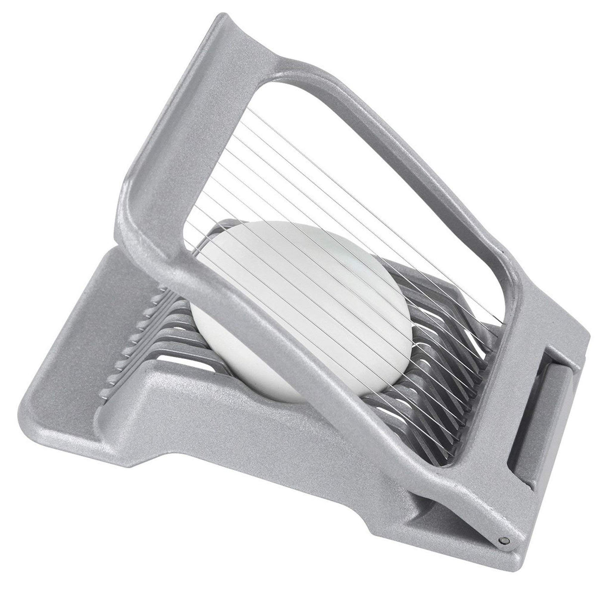 Westmark egg slicer ergonomic handle and base provide comfortable, stable operation.