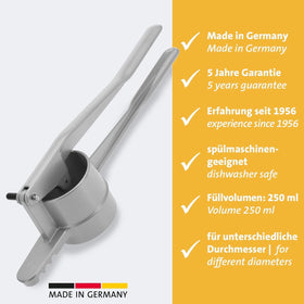 Westmark spaetzle maker narrow slots for thin, delicate noodles.
