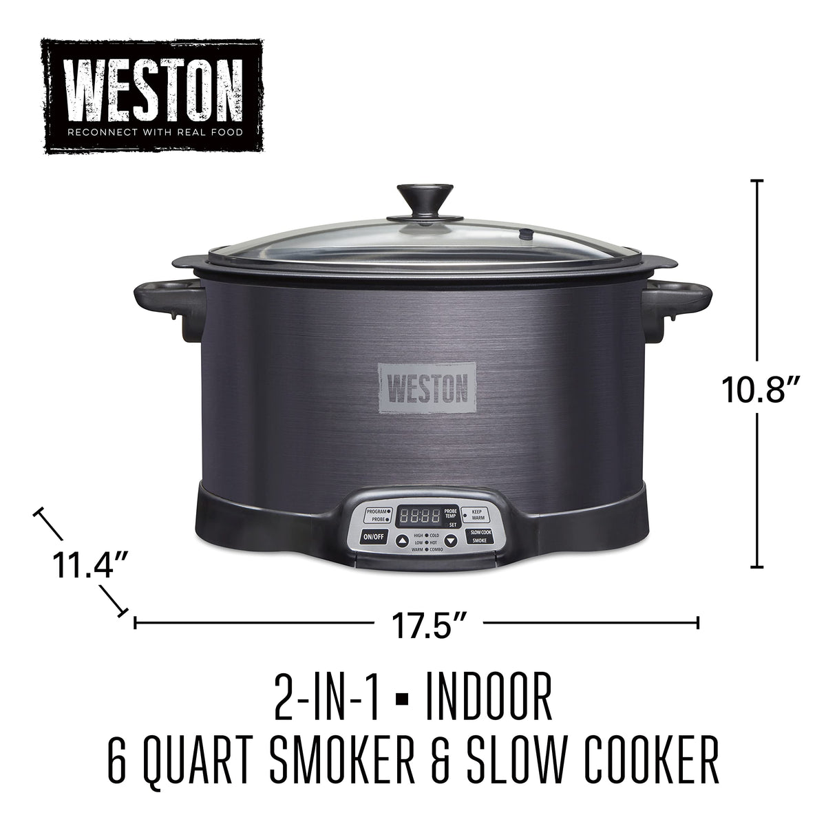 Weston 2-in-1 indoor smoker and slow cooker reaches 6-quart capacity