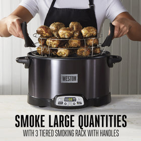 Weston 2-in-1 indoor smoker glass lid sealing heat for consistency