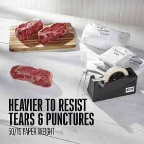 Weston heavy-weight paper resists tears, keeping wraps secure.