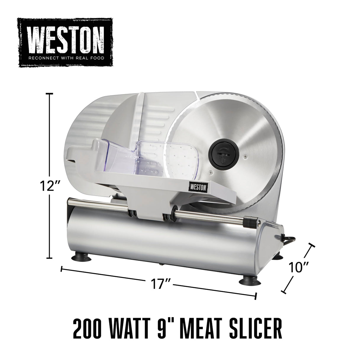 Weston nine-inch blade provides reliable, even cuts on meats and cheeses