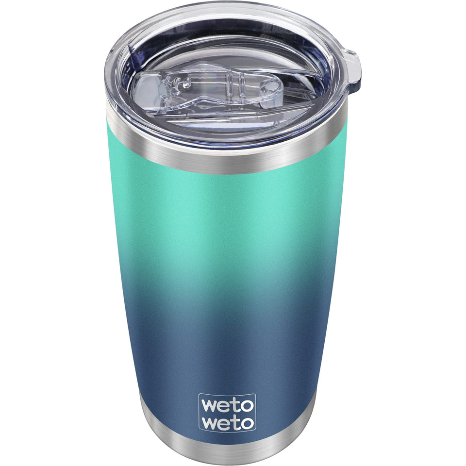 Wetoweto 20oz insulated tumbler front view showing gradient finish and size