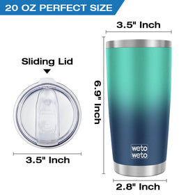 Wetoweto 20oz tumbler in green-blue gradient design for stylish errands