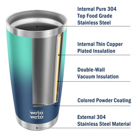 Wetoweto 20oz tumbler being held for easy grip