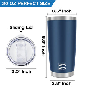 WETOWETO 20oz navy tumbler interior for easy cleaning