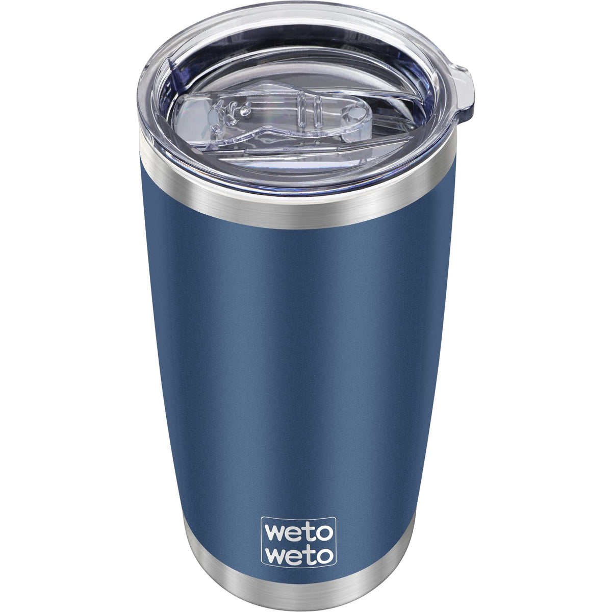 WETOWETO 20oz navy tumbler side view with sweat-proof grip
