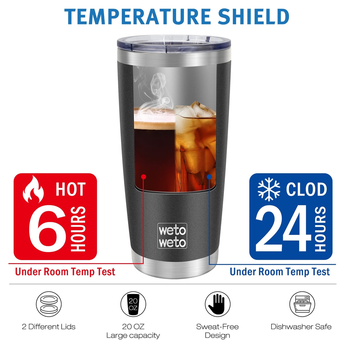 WETOWETO 20oz tumbler car cup-holder compatible for travel