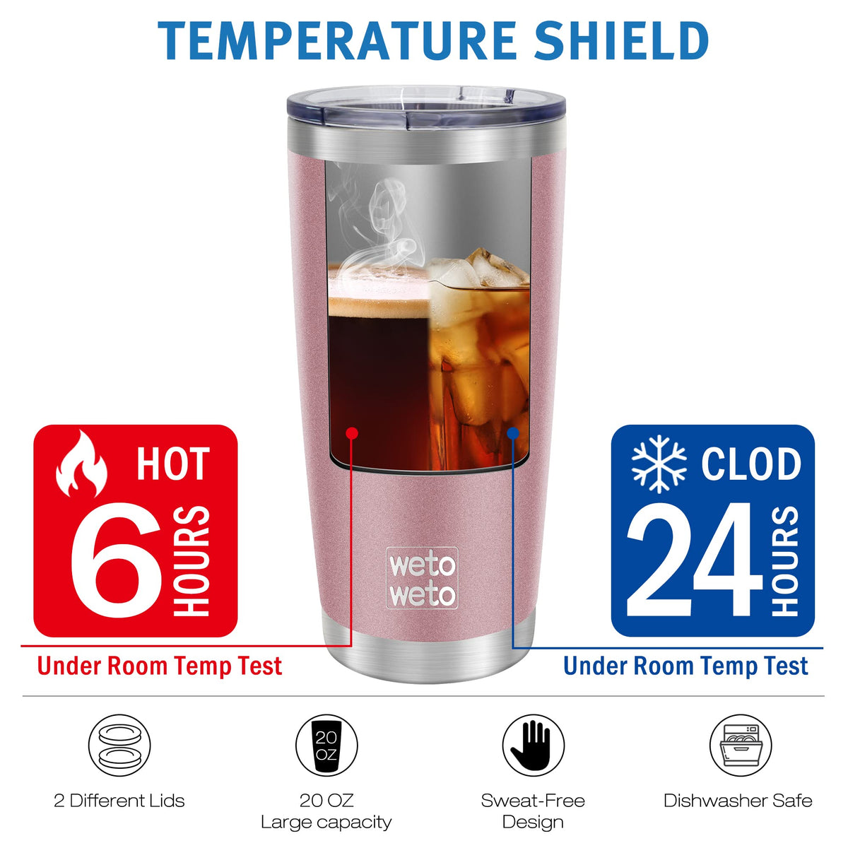 WETOWETO outer powder coat provides a sweat-free, comfortable grip.
