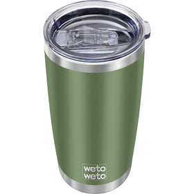 WETOWETO 20oz army green tumbler with double-wall insulation keeps beverages hot or cold.