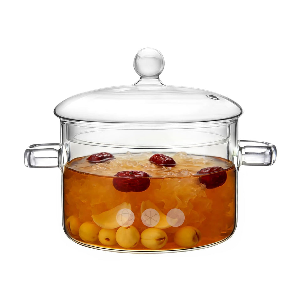 Wetpyaks glass pot stove-top lid shows safe heating and clear visibility.