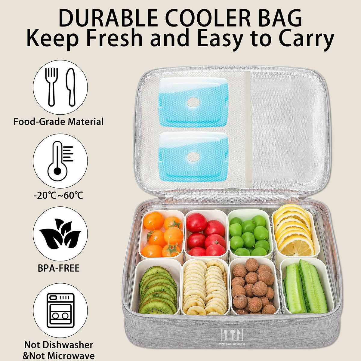 WETRBWEH divided tray with lid showing eight compartments for organized snacks.