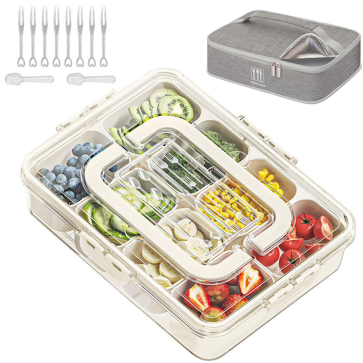 WETRBWEH snack box with insulated cooler bag for on-the-go freshness.