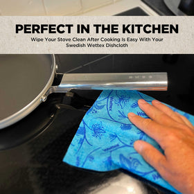 Wettex Original dishcloth on counter, highly absorbent for spills
