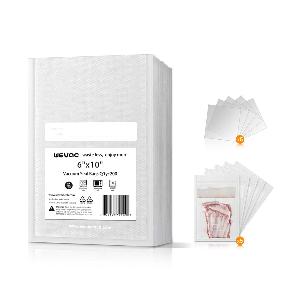 Wevac 6x10 precut vacuum bags sealed for long-lasting freshness