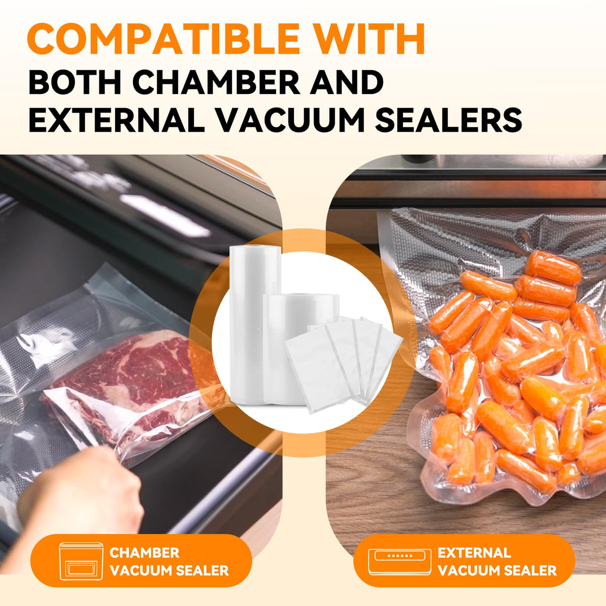 Wevac 8x100 vacuum seal roll with embossed channels for strong seals.