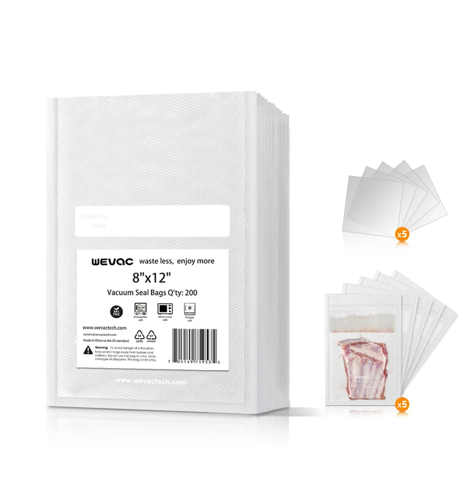 Wevac 8x12 bags close-up showing sturdy construction for secure sealing.