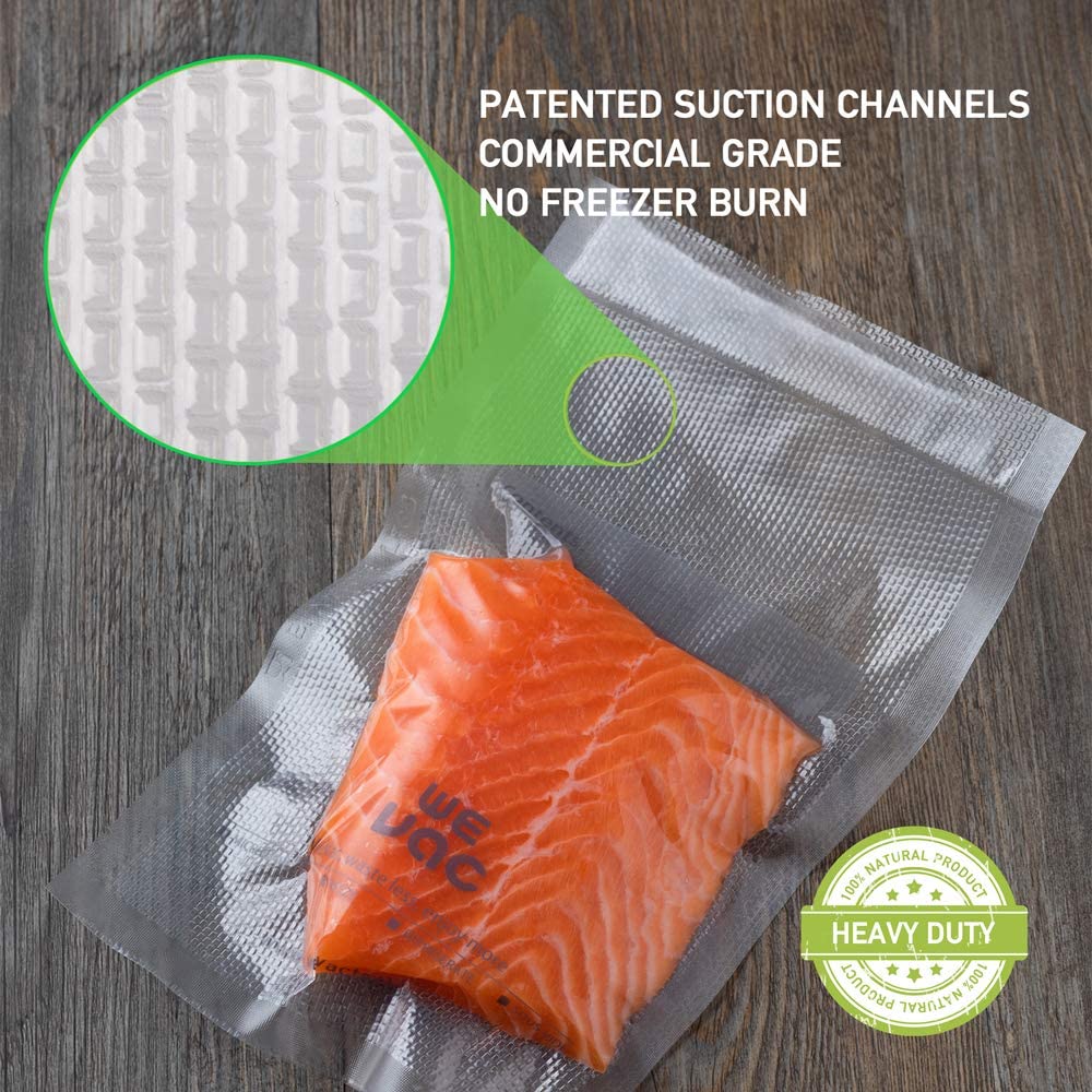 Wevac 8x12 precut bags keep freezer portions fresh.