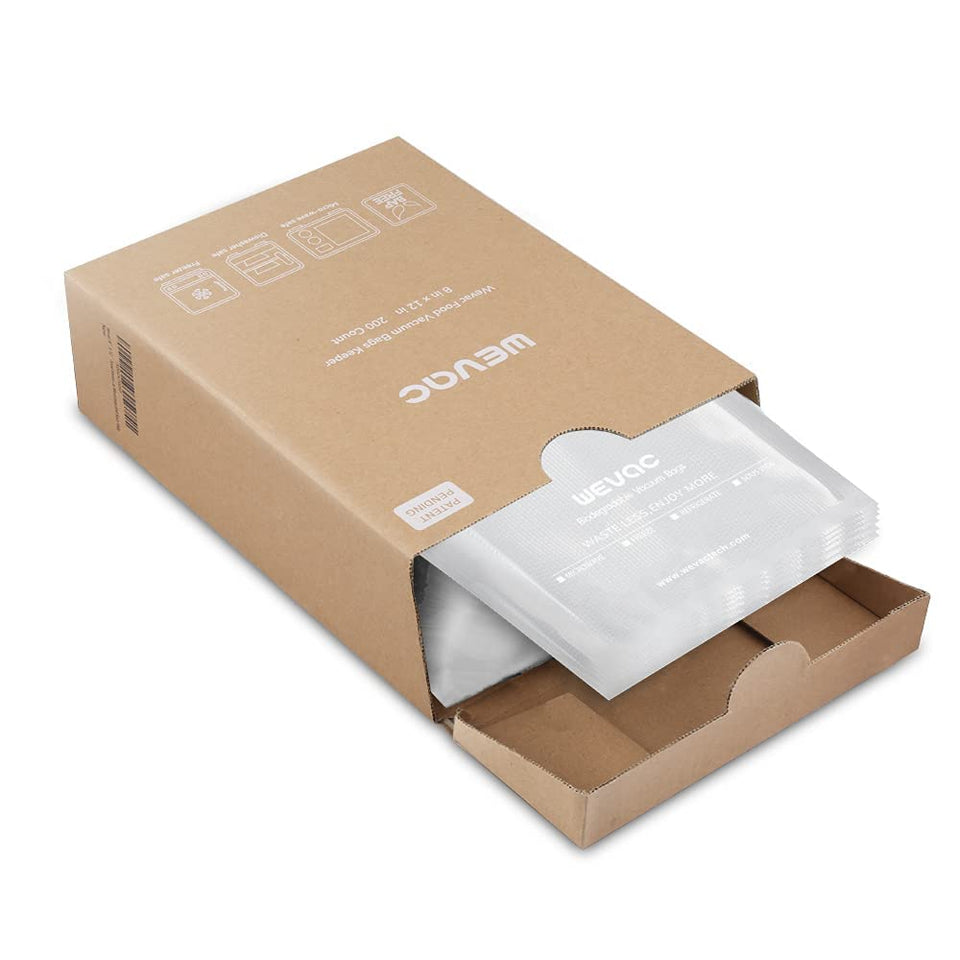 Wevac 8x12 precut bags in box for organized prep and storage
