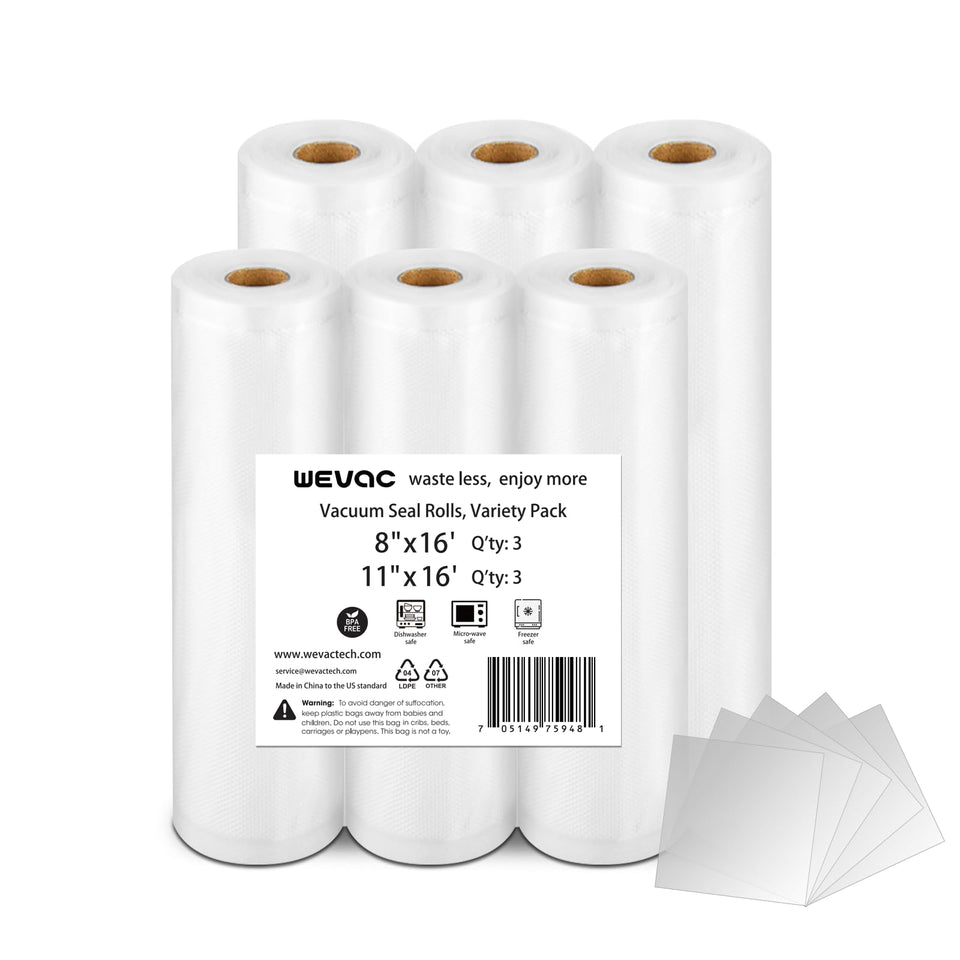 Wevac 11x16 bags with embossed channels for stronger seal and freshness.