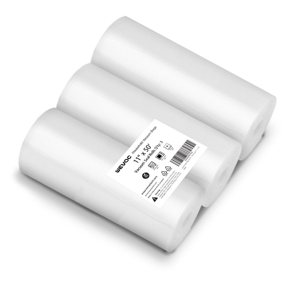 Wevac Lite 11x50 vacuum roll packaging for organized freezer storage.