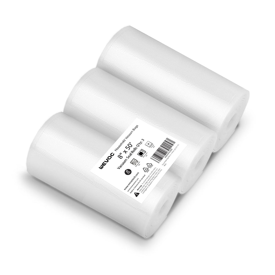 Wevac Lite 3-rolls 8x50' vacuum rolls for versatile sealing.