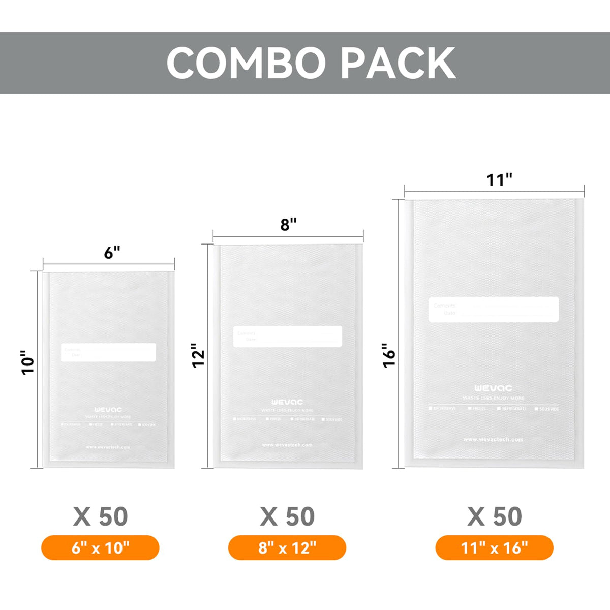 Wevac sous vide and meal prep ready packaging.