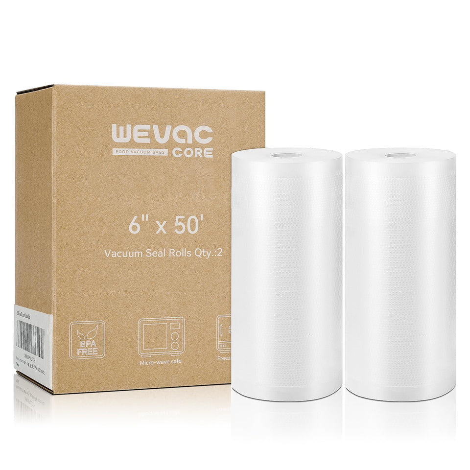 Wevac vacuum sealer bags 6x50 rolls for durable freezer storage and freshness