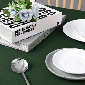 Wewoch Hunter Green tablecloth for buffets and parties adds elegant coverage.