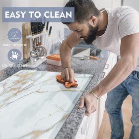 WEZVIX beveled-edge kitchen mat designed to prevent trips.