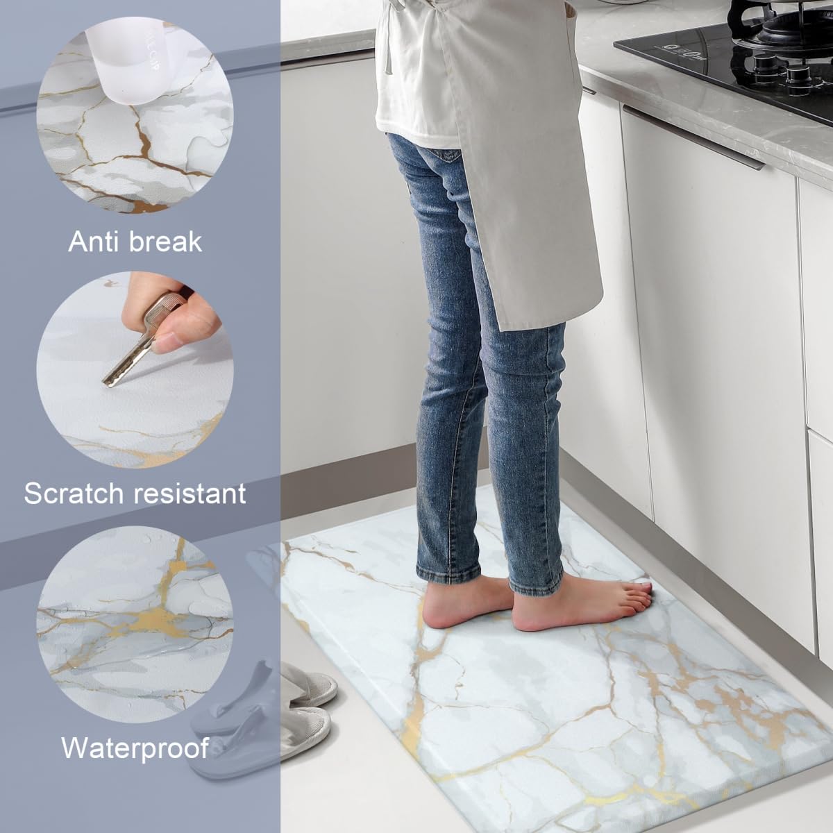 WEZVIX kitchen mat 17.3x29 in use in compact kitchen.