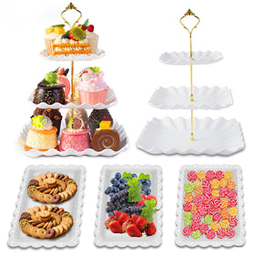 Wgbon dessert table 3-tier stand, white finish, ideal for elegant cupcake displays.